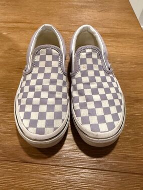 Kids Vans Checkerboard Canvas Shoes - Lavender/White